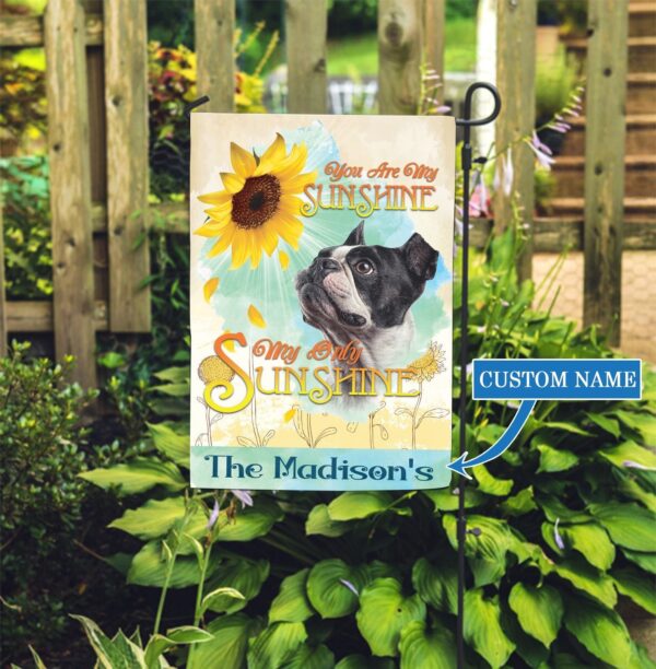 Boston Terrier Sunflower Personalized Garden Flag – Garden Dog Flag – Dog Flag For House