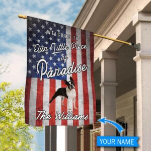 Boston Terrier Welcome To Our Paradise Personalized Flag Garden Dog Flag Custom Dog Garden Flags 1