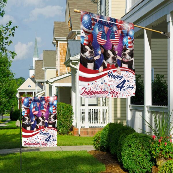 Boston Terriers Happy Independence Day – Dog Flags Outdoor – Dog Lovers Gifts for Him or Her
