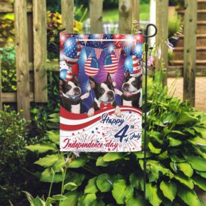 Boston Terriers Happy Independence Day Dog Flags Outdoor Dog Lovers Gifts for Him or Her 2