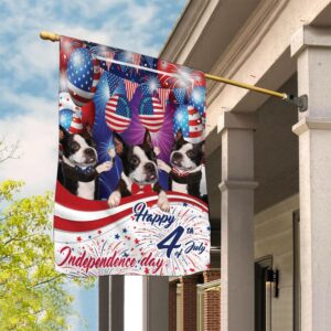 Boston Terriers Happy Independence Day Dog Flags Outdoor Dog Lovers Gifts for Him or Her 3
