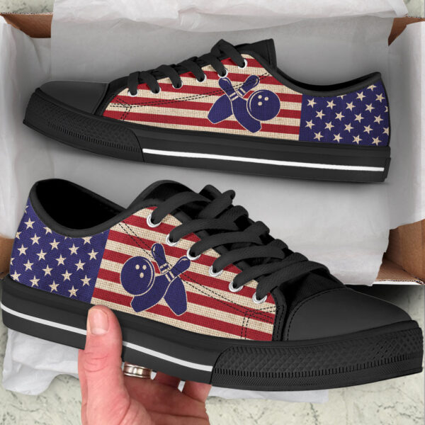 Bowling American Usa Flag Low Top Shoes – Canvas Print Lowtop Trendy Fashion Casual Shoes – Gift For Adults Malalan