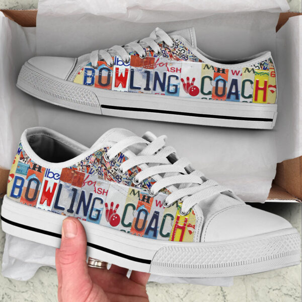 Bowling Coach License Plates Low Top Shoes – Canvas Print Lowtop Fashionable – Casual Shoes Gift For Adults Malalan