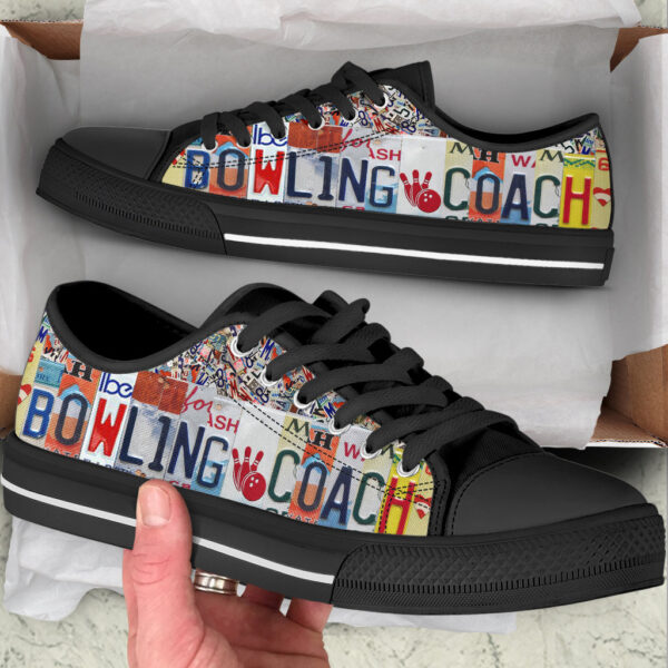 Bowling Coach License Plates Low Top Shoes – Canvas Print Lowtop Fashionable – Casual Shoes Gift For Adults Malalan