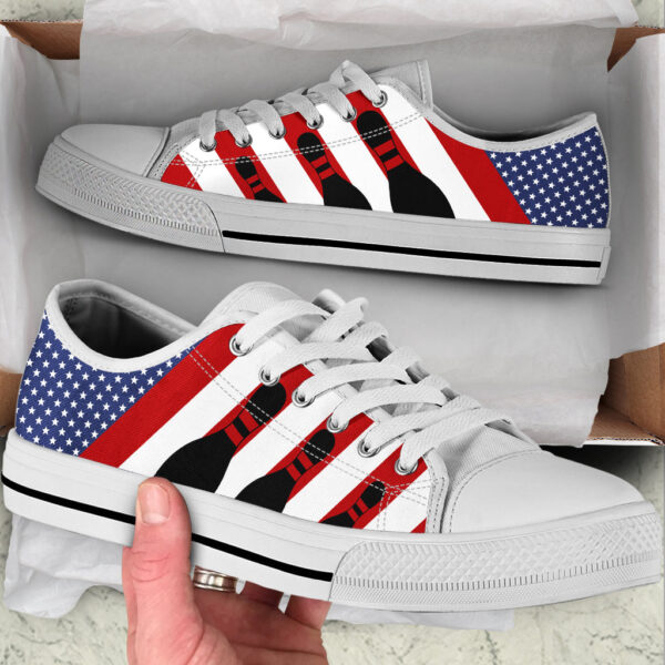 Bowling Usa Flag Low Top Shoes Canvas Print Lowtop Casual Shoes Gift For Adults – Sneaker For Walking
