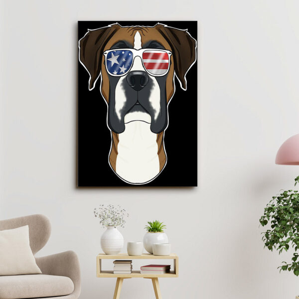 Boxer Dog – Boxer USA Sunglasses – Dog Pictures – Dog Canvas Poster – Dog Wall Art – Gifts For Dog Lovers – Furlidays