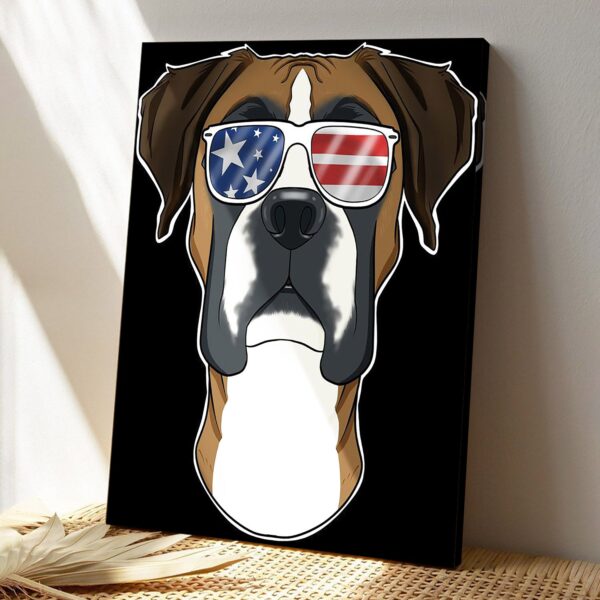 Boxer Dog – Boxer USA Sunglasses – Dog Pictures – Dog Canvas Poster – Dog Wall Art – Gifts For Dog Lovers – Furlidays