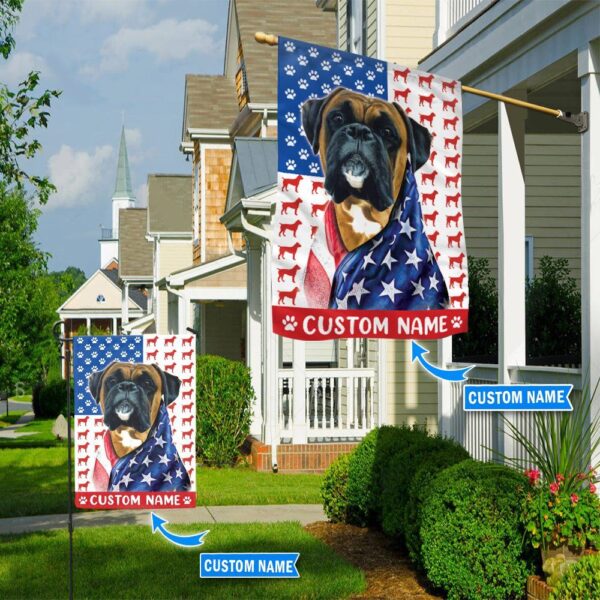 Boxer America Personalized Flag – Garden Dog Flag – Custom Dog Garden Flags
