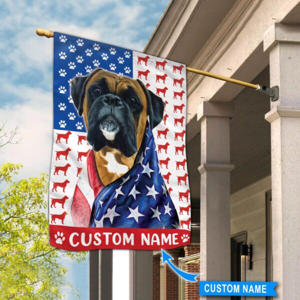 Boxer America Personalized Flag – Garden Dog Flag – Custom Dog Garden Flags