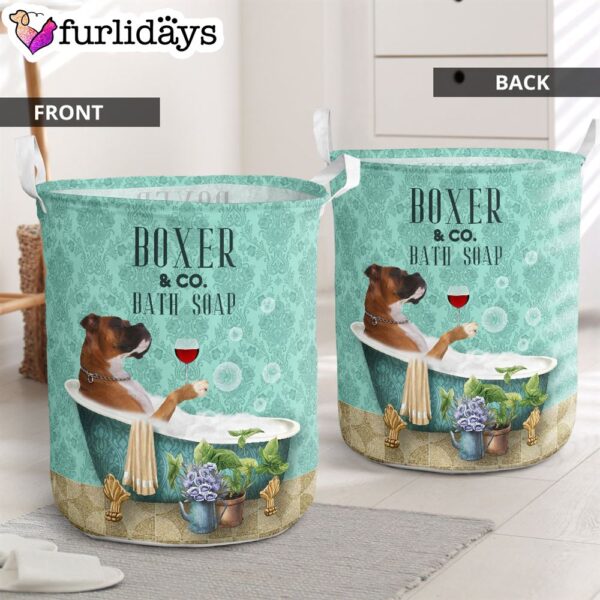 Boxer And Bath Soap Laundry Basket – Dog Laundry Basket – Mother Gift – Gift For Dog Lovers