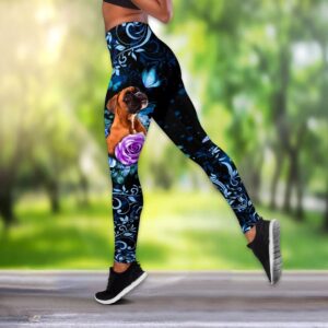 Boxer Butterfly With Rose And Butterfly Hollow Tanktop Legging Set Outfit Casual Workout Sets Dog Lovers Gifts For Him Or Her 3 zsewio