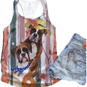 Boxer Dog Floral Portrait Tank Top Summer Casual Tank Tops For Women Gift For Young Adults 1 xqeycx