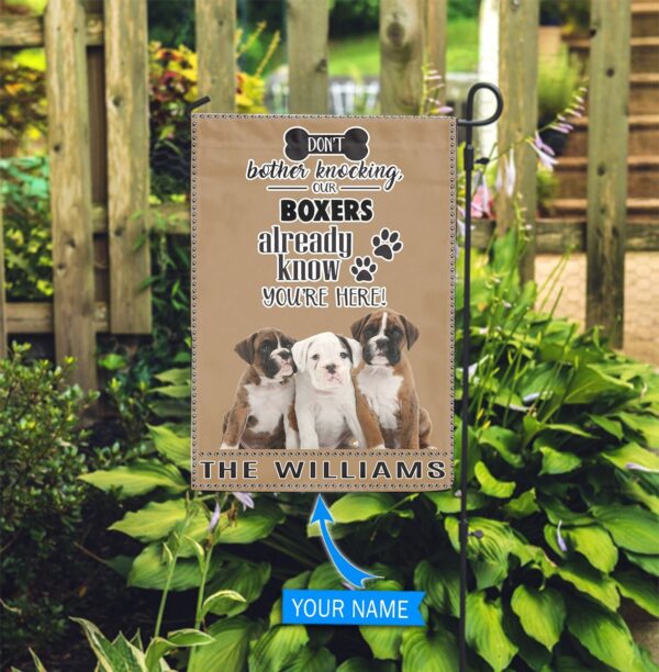 Boxer Don’t Bother Knocking Personalized Flag – Garden Dog Flag – Custom Dog Garden Flags