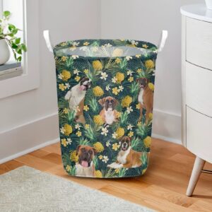 Boxer In Pineapple Tropical Pattern Laundry Basket Dog Laundry Basket Mother Gift Gift For Dog Lovers 2