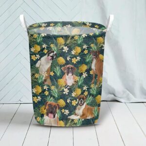 Boxer In Pineapple Tropical Pattern Laundry Basket Dog Laundry Basket Mother Gift Gift For Dog Lovers 3