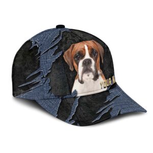 Boxer Jean Background Custom Name Cap Classic Baseball Cap All Over Print Gift For Dog Lovers 2 x5jzlh
