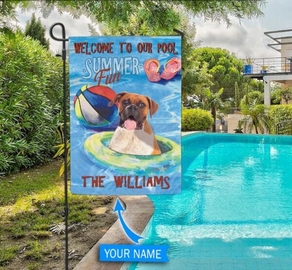 Boxer Personalized  Flag For Pools – Custom Dog Garden Flags – Dog Flags Outdoor