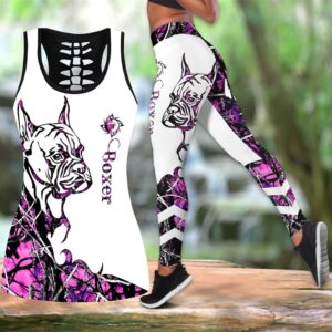 Boxer Pink Tattoos Hollow Tanktop Legging Set Outfit Casual Workout Sets Dog Lovers Gifts For Him Or Her 1 gatey8