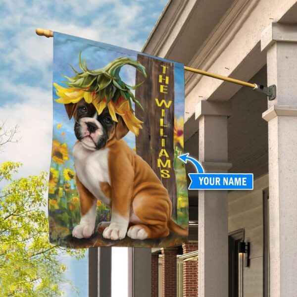 Boxer Sunflower Personalized Flag – Garden Dog Flag – Custom Dog Garden Flags