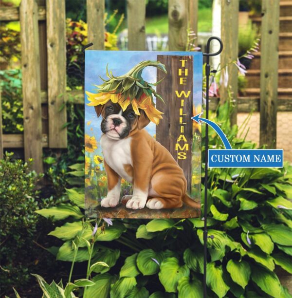 Boxer Sunflower Personalized Flag – Garden Dog Flag – Custom Dog Garden Flags