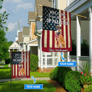 Boxer Welcome To Our Paradise Personalized Flag Garden Dog Flag Custom Dog Garden Flags 3