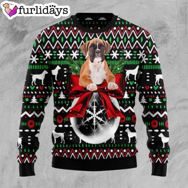 Boxer Xmas Ball Ugly Christmas Sweater – Xmas Gifts For Dog Lovers – Gift For Christmas