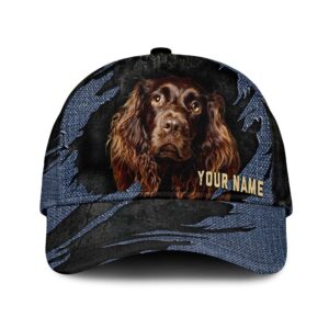 Boykin Spaniel Jean Background Custom Name Cap Classic Baseball Cap All Over Print Gift For Dog Lovers 1 mrjrj8