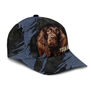 Boykin Spaniel Jean Background Custom Name Cap Classic Baseball Cap All Over Print Gift For Dog Lovers 2 iendk5