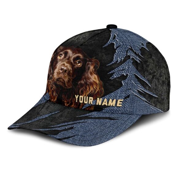 Boykin Spaniel Jean Background Custom Name & Photo Dog Cap – Classic Baseball Cap All Over Print – Gift For Dog Lovers