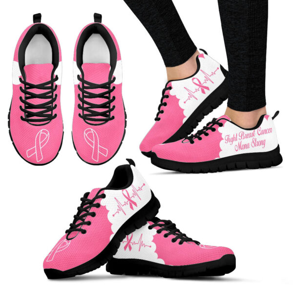 Breast Cancer Shoes Fight Mona Strong Sneaker Walking Shoes – Best Shoes For Men And Women – Cancer Awareness Shoes