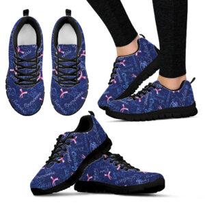 Breast Cancer Shoes Pattern Navy Sneaker Walking Shoes Best Gift For Men And Women Cancer Awareness Shoes 1