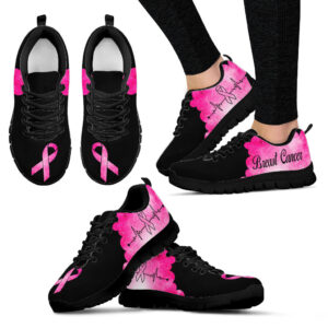 Breast Cancer Shoes Pink Black Sneaker Walking Shoes Best Gift For Men And Women Cancer Awareness Shoes 1