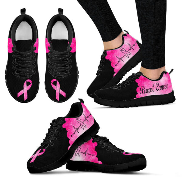 Breast Cancer Shoes Pink Black Sneaker Walking Shoes – Best Gift For Men And Women – Cancer Awareness Shoes