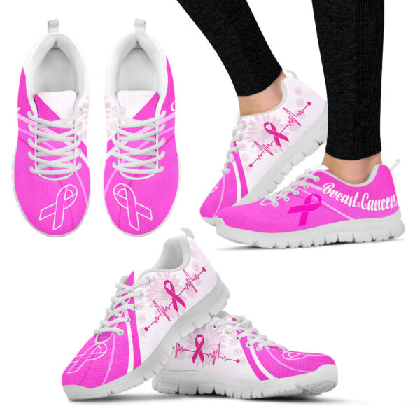Breast Cancer Shoes Pink White Sneaker Walking Shoes – Best Shoes For Men And Women – Cancer Awareness Shoes