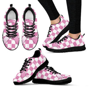 Breast Cancer Shoes Plaid Sneaker Walking Shoes Best Shoes For Men And Women Cancer Awareness Shoes 1