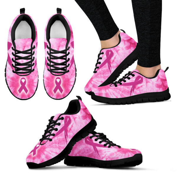 Breast Cancer Shoes Tie Dye Sneaker Walking Shoes – Best Shoes For Men And Women – Cancer Awareness Shoes