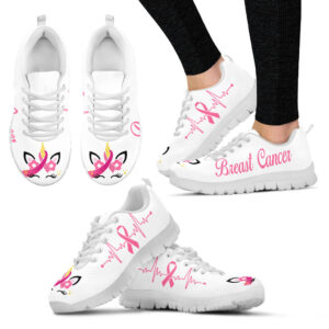 Breast Cancer Shoes Unicorn White Sneaker Walking Shoes Best Shoes For Men And Women Cancer Awareness Shoes Malalan 1
