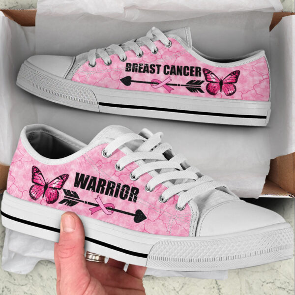 Breast Cancer Shoes Warior Ribbon & Arrow Low Top Shoes – Best Gift For Men And Women – Cancer Awareness Shoes