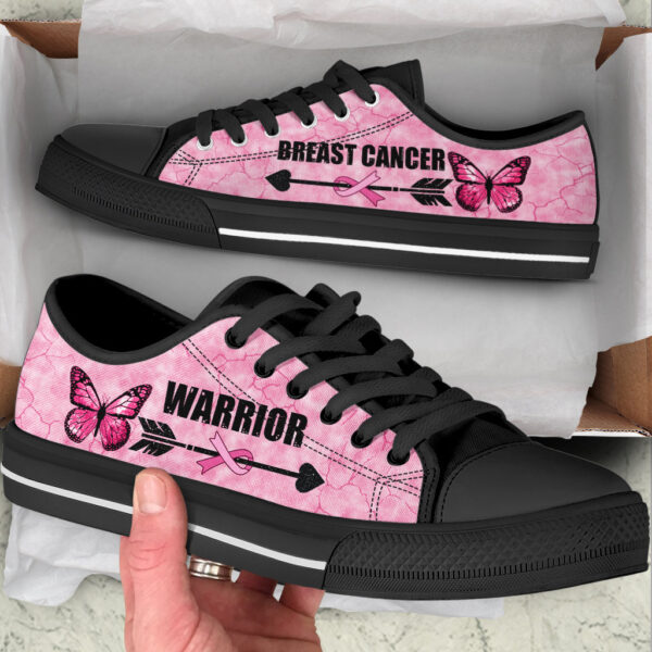 Breast Cancer Shoes Warior Ribbon & Arrow Low Top Shoes – Best Gift For Men And Women – Cancer Awareness Shoes