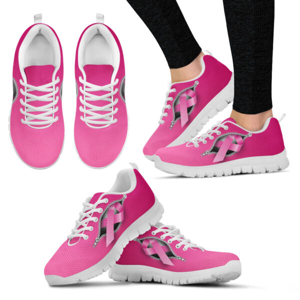 Breast Cancer Shoes Zipper Sneaker Walking Shoes – Best Shoes For Men And Women – Cancer Awareness Shoes Malalan