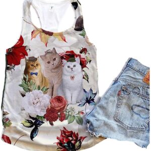British Shorthair Cat Flower Autumn Tank Top Summer Casual Tank Tops For Women Gift For Young Adults 1 oahpgd