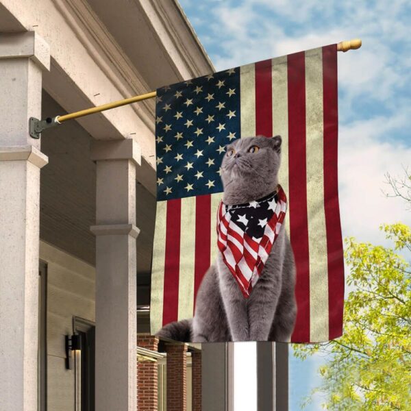 British Shorthair Cat House Flag – Cat Flags Outdoor – Cat Lovers Gifts for Him or Her