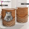British Shorthair Rattan Texture Laundry Basket – Cat Laundry Basket – Mother Gift