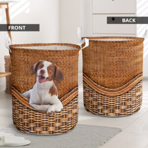 Brittany Spaniel Rattan Texture Laundry Basket…