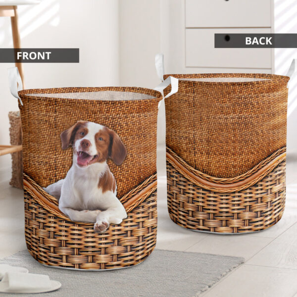 Brittany Spaniel Rattan Texture Laundry Basket – Dog Laundry Basket – Mother Gift – Gift For Dog Lovers