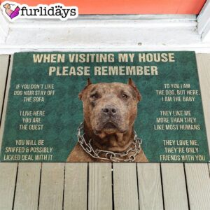 Brown Pitbull s Rules Doormat Xmas Welcome Mats Dog Memorial Gift 1