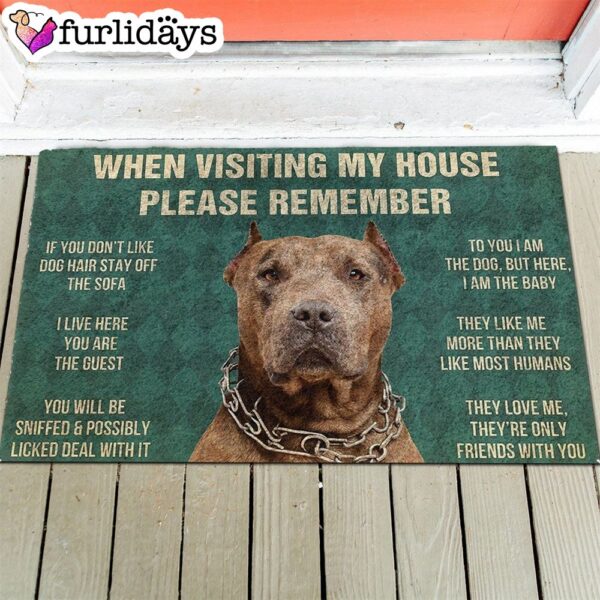 Brown Pitbull’s Rules Doormat – Xmas Welcome Mats – Dog Memorial Gift