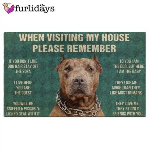 Brown Pitbull s Rules Doormat Xmas Welcome Mats Dog Memorial Gift 2