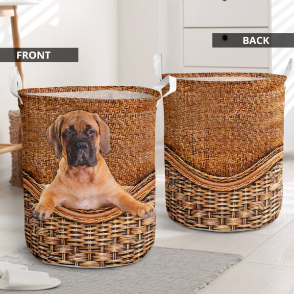 Bull Mastiff Rattan Texture Laundry Basket – Dog Laundry Basket – Mother Gift – Gift For Dog Lovers