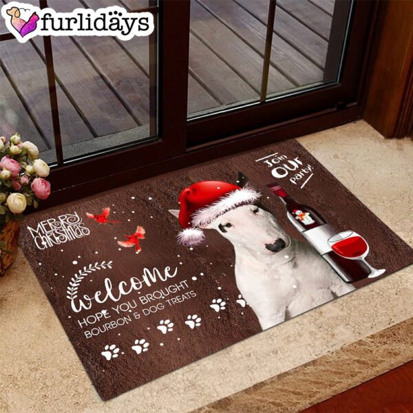 Bull Terrier2 Join Our Party Christmas Doormat – Xmas Welcome Mats – Gift For Dog Lovers